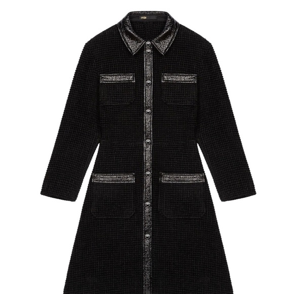 Maje Dresses & Skirts - Maje Black Tweed Dress with Silver Details